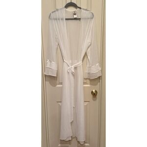 In Bloom by Jonquil Robe Womens XL White Sheer Belted Bridal Bell Sleeve